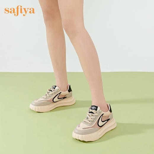 Safiya/索菲娅2023新品新潮撞色勾勾透气网面松糕厚底休闲鞋 SF33112402 商品图8
