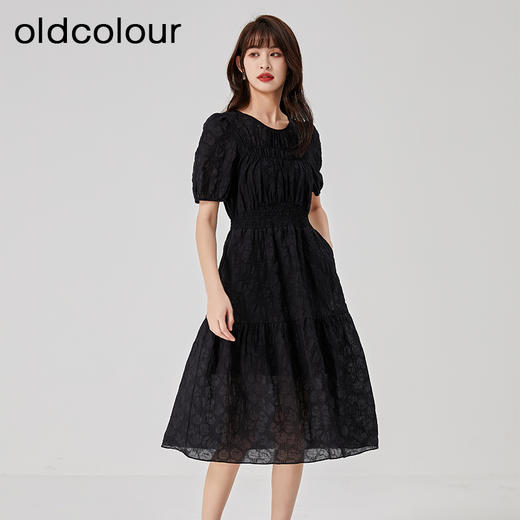 oldcolour夏季新款法式气质纯棉收腰A字显瘦连衣裙O23101307 商品图3