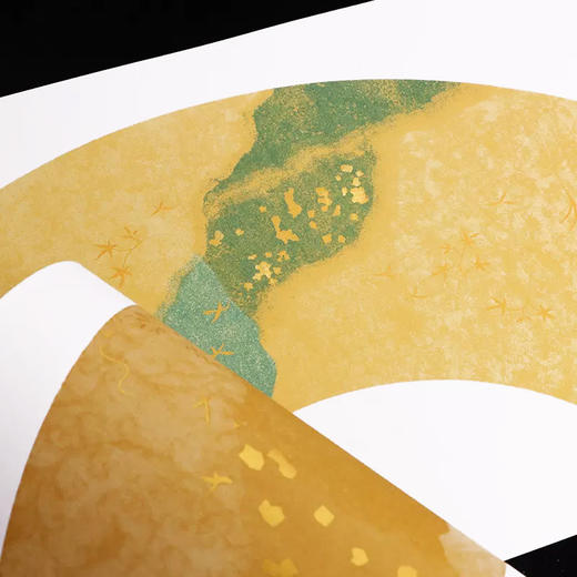 【庆学堂】扇面卡纸 和风蜡染扇形卡纸 加厚手工洒金宣纸卡纸 半生熟纸性 34*70cm 商品图3