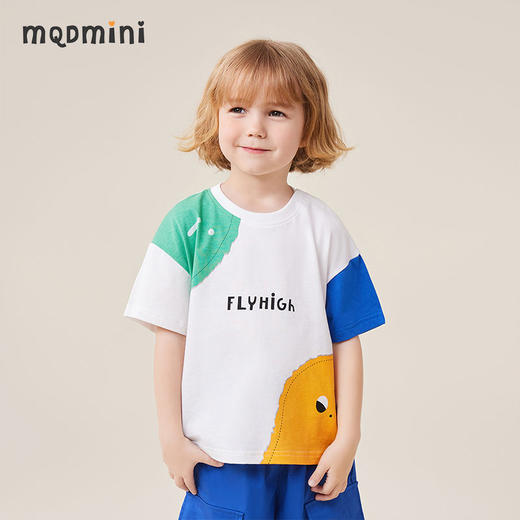 【80-140】男童夏款拼接落肩短袖T恤MQDmini 商品图0