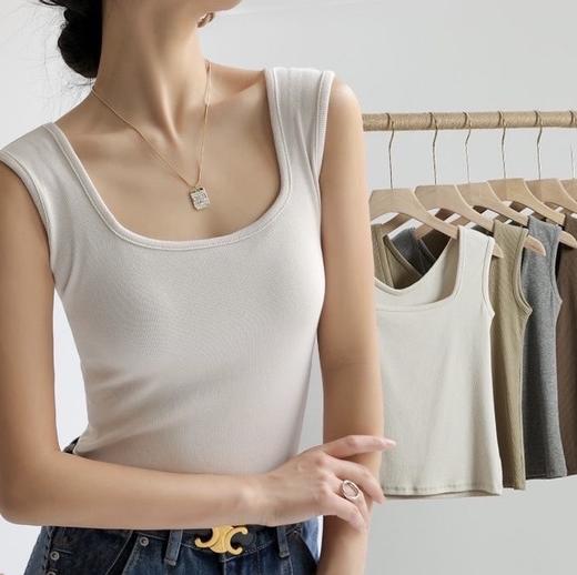 基础款丨【肩颈特殊设计】遮副乳显瘦方圆领背心内搭 商品图1