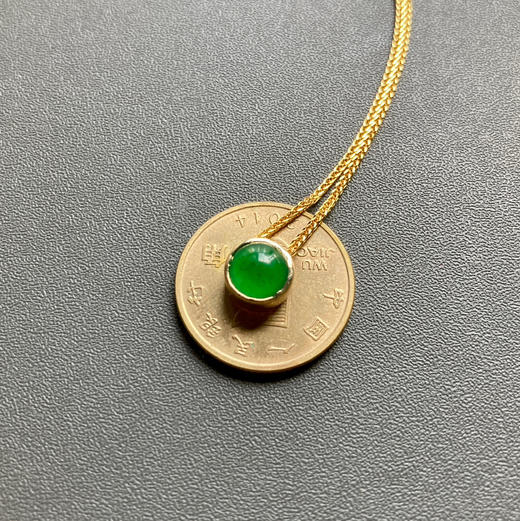 冰种阳绿翡翠蛋面吊坠18k黄金镶嵌 商品图4