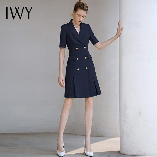 IWY/夏藏青色职业西装连衣裙女商务通勤比亚迪王朝工作服正装裙子232025Q1 商品图3