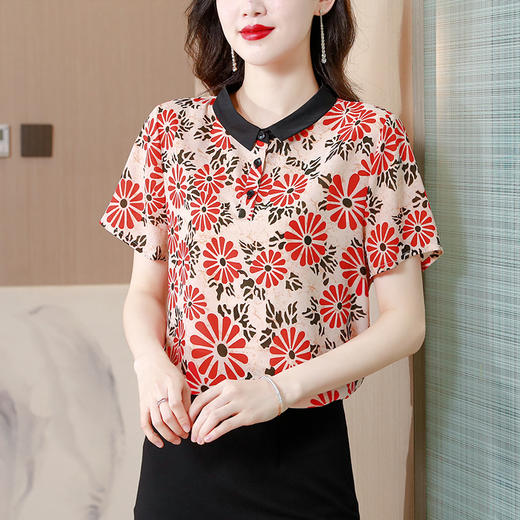 印花2023夏季新款妈妈装时尚气质甜美减龄显瘦上衣AHM-dydd6863 商品图0