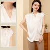 罗蒙夏季女装V领缎面衬衫无袖设计优雅时尚知性百搭衬衣女 商品缩略图2