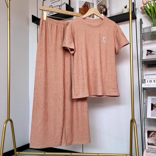 千叶套装女春夏字母刺绣薄款大码短袖短款休闲宽松弹力居家两件套 商品图10