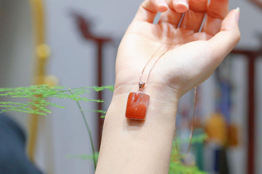 南红冰飘【景夕】吊坠925银镶 商品图6