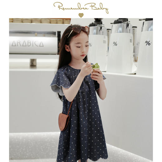 现货 / CHILL | 进口柔软牛仔波点面料制 刺绣花瓣边连衣裙 商品图0