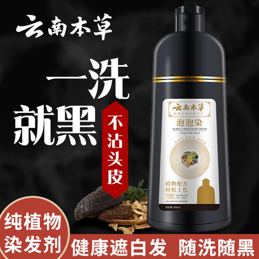 【品牌直销】纯春堂 云南本草染发剂染发膏自然黑家用非植物一洗染发400ml 商品图1