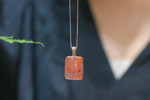 南红冰飘【韵嫣】吊坠，925银镶  商品图3