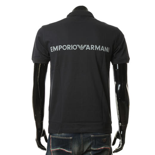 EMPORIO ARMANI 阿玛尼 男士棉质字母徽标印花短袖polo衫 深灰色 3R1F73 1JTKZ 0651 商品图2