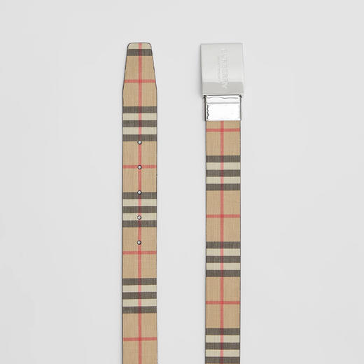 BURBERRY 巴宝莉 男士双面两用饰牌搭扣格纹拼皮革腰带 格子 8052783 A7026 商品图2