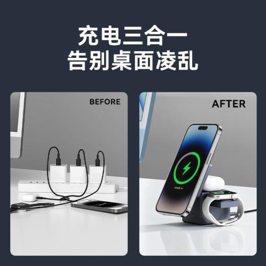 【热销】Anker安克磁力魔方苹果三合一无线充电器适用于iPhone14iwatch手表座airpods耳机Magsafe支架 Y1811 商品图3