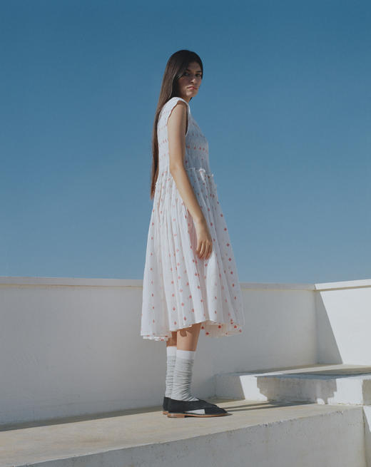 Anaak - Chitra Midi Dress - Rouge Blanc Jamdani -  女装  - 连身裙 - 白色红点 商品图2