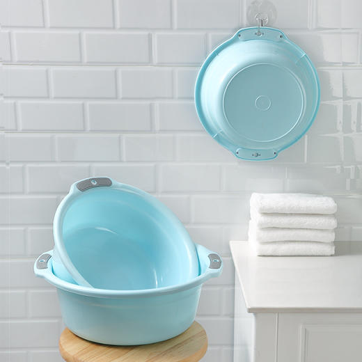 「9.9元包邮！北欧撞色系列」居家日用洗脸盆加厚成人塑料洗衣盆 双耳宝宝洗脚盆厨房用品洗菜盆塑料脸盆清洁工具 商品图3