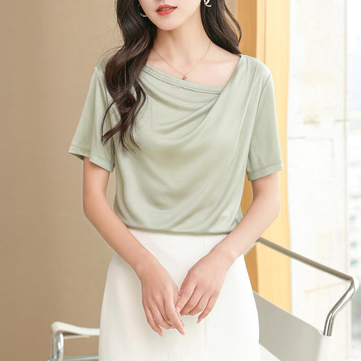 【盏那】150S醋酸荡领短袖 ，真丝般触感，透气舒适 商品图5