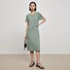IN AND ON21973水波纹扭结连衣裙女长款优雅气质短袖圆领纯色简约长裙 商品缩略图7