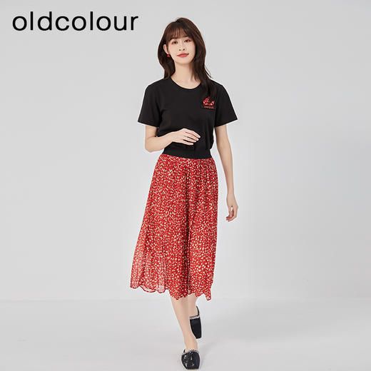 oldcolour2023夏季新款宽松高腰显瘦气质通勤碎花裙套装O23141306 商品图3