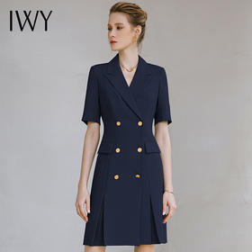 IWY/夏藏青色职业西装连衣裙女商务通勤比亚迪王朝工作服正装裙子232025Q1