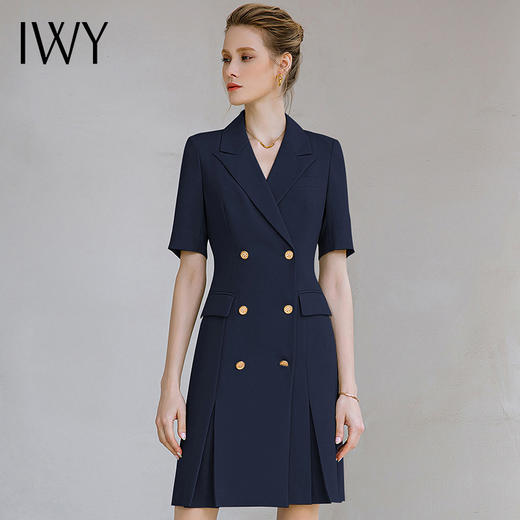 IWY/夏藏青色职业西装连衣裙女商务通勤比亚迪王朝工作服正装裙子232025Q1 商品图0