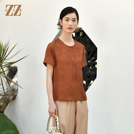佐尔美夏季新款 国风气质桑蚕丝真丝衬衣女E32CS30 商品图0