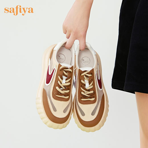 Safiya/索菲娅2023新品新潮撞色勾勾透气网面松糕厚底休闲鞋 SF33112402 商品图1
