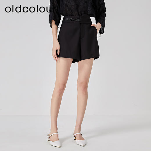 oldcolour2023夏季新款休闲简约高腰直筒宽松百搭短裤女O23071332 商品图3