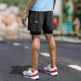 跃牌【跃LEAP-ACTIVE】系列夏季防走光美式篮球短裤 跑步休闲速干双层男款运动健身训练短裤262（直播仓）