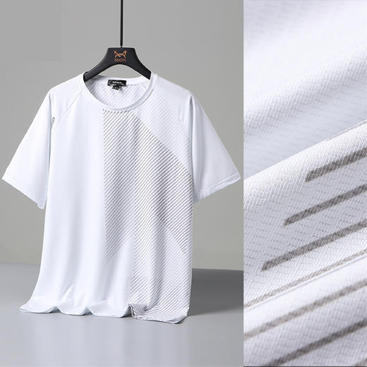 跃牌【跃LEAP-ACTIVE】系列夏季爆款宽松运动休闲速干上衣t恤 热转印暗纹冰丝透气健身短袖男R428 商品图0