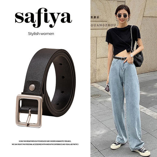 Safiya/索菲娅2023新款二层牛皮女士腰带复古皮带皮带装饰SF505006Y 商品图2