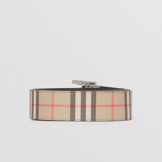 BURBERRY 巴宝莉 男士双面两用格纹拼皮革宽版 TB 腰带 格子 8052776 A7468 商品图1