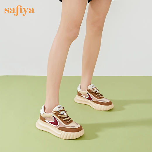 Safiya/索菲娅2023新品新潮撞色勾勾透气网面松糕厚底休闲鞋 SF33112402 商品图4
