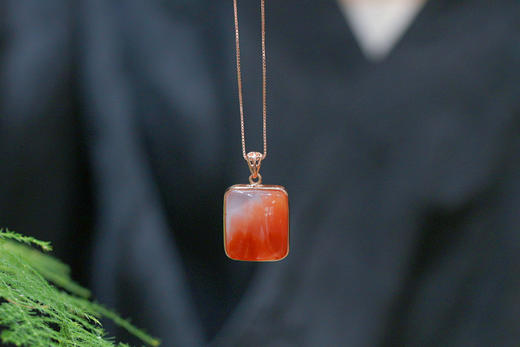 南红冰飘【念汐】吊坠，925银镶  商品图2