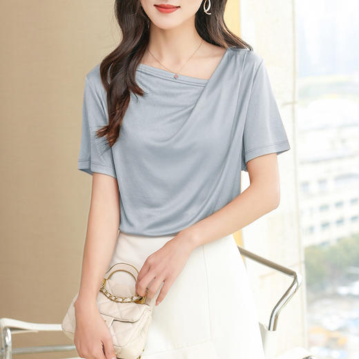 【盏那】150S醋酸荡领短袖 ，真丝般触感，透气舒适 商品图3