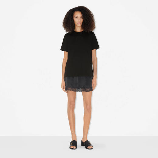 【一】BURBERRY 巴宝莉 女士橡树叶徽章刺绣棉质圆领短袖T恤 黑色 8069108 A1189 商品图1