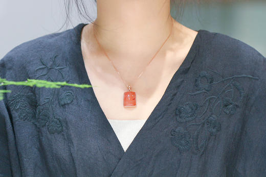 南红冰飘【韵嫣】吊坠，925银镶  商品图4