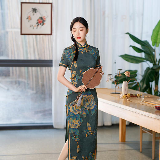 ZAYS-1039春夏改良长款双层旗袍日常修身复古气质旗袍 商品图0