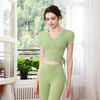 【皮尔新品】2024气质瑜伽服套装女秋冬短袖健身上衣带胸垫绑带普拉提训练运动服 商品缩略图0