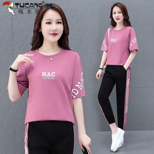 DD-夏季运动服女套装2023新款韩版休闲大码宽松两件套 商品图3