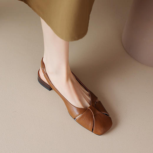 优雅百搭，真皮镂空小平头低跟凉鞋NJMK-K601 商品图10