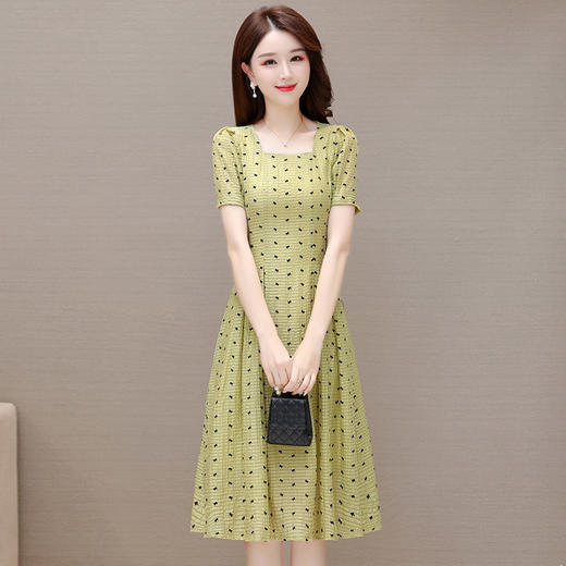 时尚气质，蝴蝶结花小格子时尚裙子连衣裙QYM-YX-XL23666-Y 商品图0