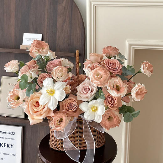 《年轮》卡布奇诺复古色手提花篮 商品图0