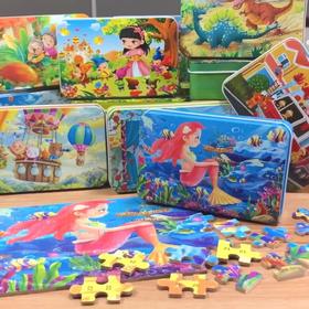*【母婴用品】60片铁盒拼图拼板儿童益智力木制早教拼图幼儿园礼物木制玩具