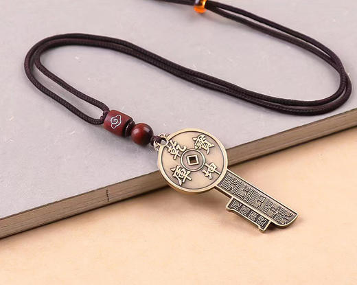 纯铜乾坤宝库钥匙挂件，五路财神，随身挂饰 商品图6