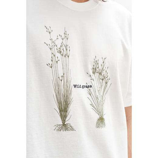 吃茶去chichaqu全棉圆领短袖T恤印花野草 商品图4