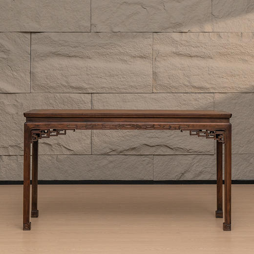 清 红木透雕拐子纹角牙条桌 商品图0