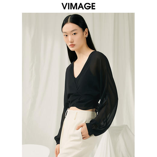 VIMAGE纬漫纪夏季新款修身短款小上衣女V1913534 商品图4