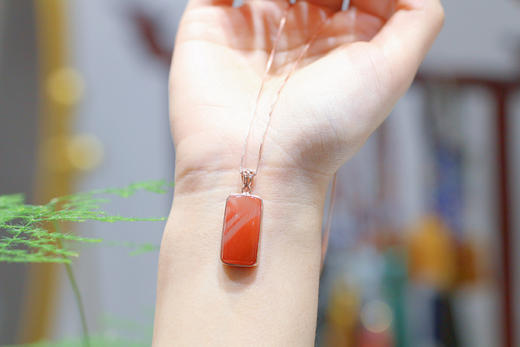 南红冰飘【知梦】吊坠，925银镶   商品图2