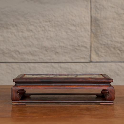 二十世纪 红木镶云石彭牙鼓腿带托泥器座 商品图0