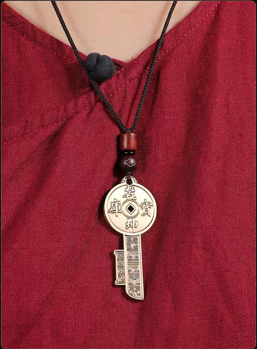 纯铜乾坤宝库钥匙挂件，五路财神，随身挂饰 商品图3